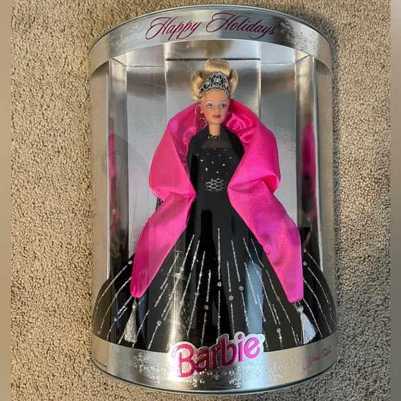 Barbie Accessories - Barbie Happy Holidays Doll with Pink and Black Gown! 1998 Special Edition Barbie